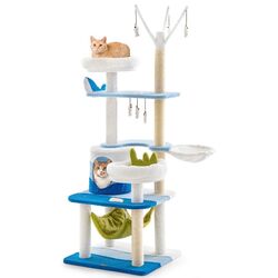 Ansamblu de joaca pentru pisici Costway PV10121BL (Blue)
