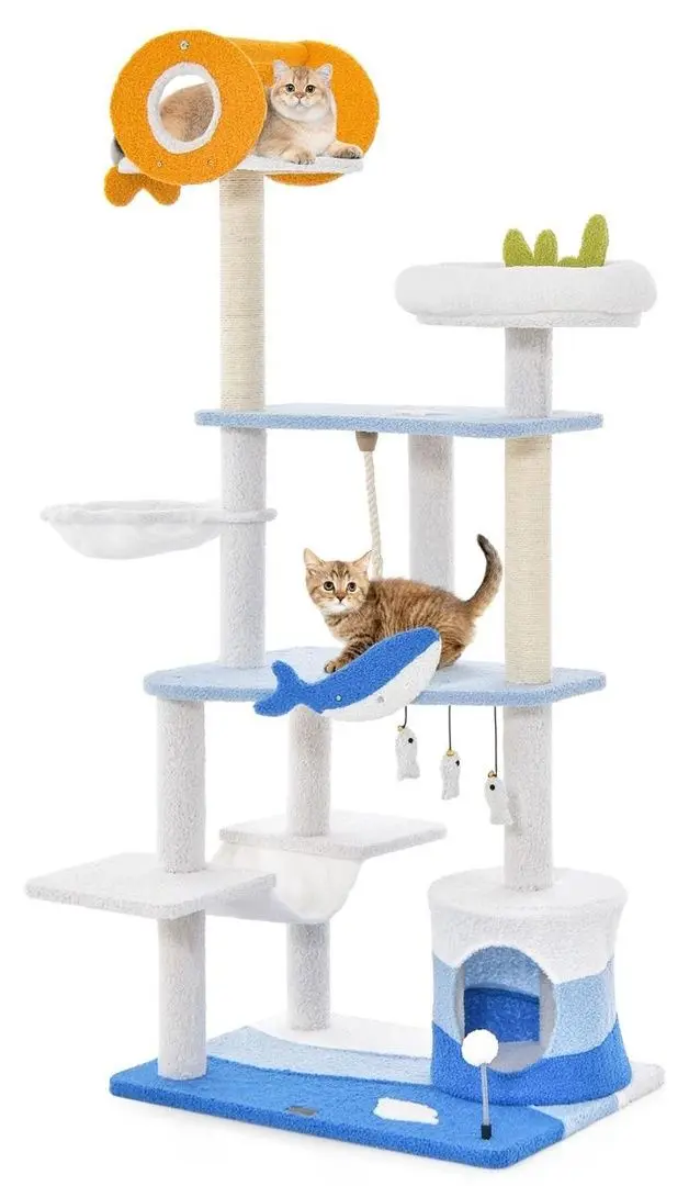 Ansamblu de joaca pentru pisici Costway PV10122BL (Blue)