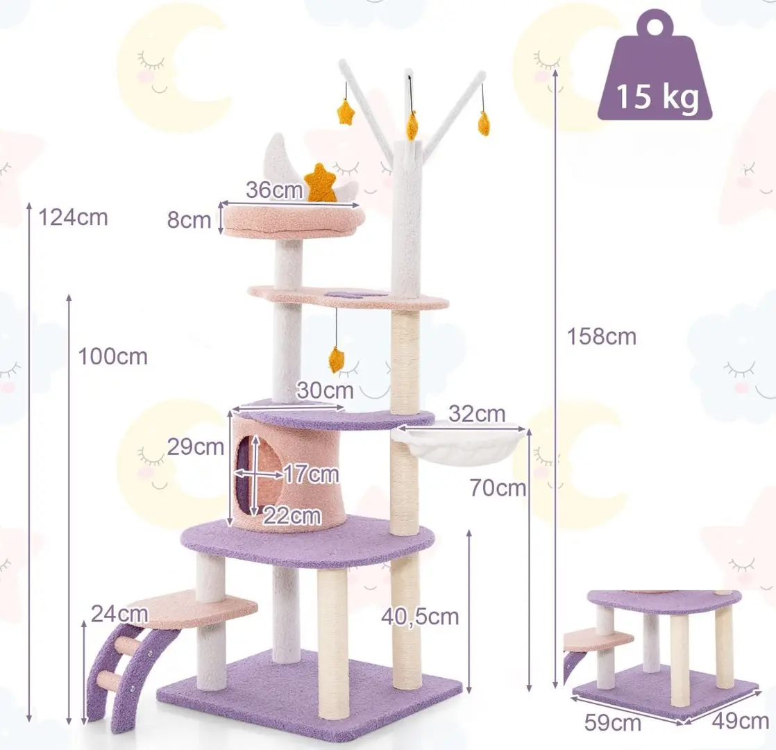 Игровой комплекс для кошек Costway PV10138PU (Purple/Pink)