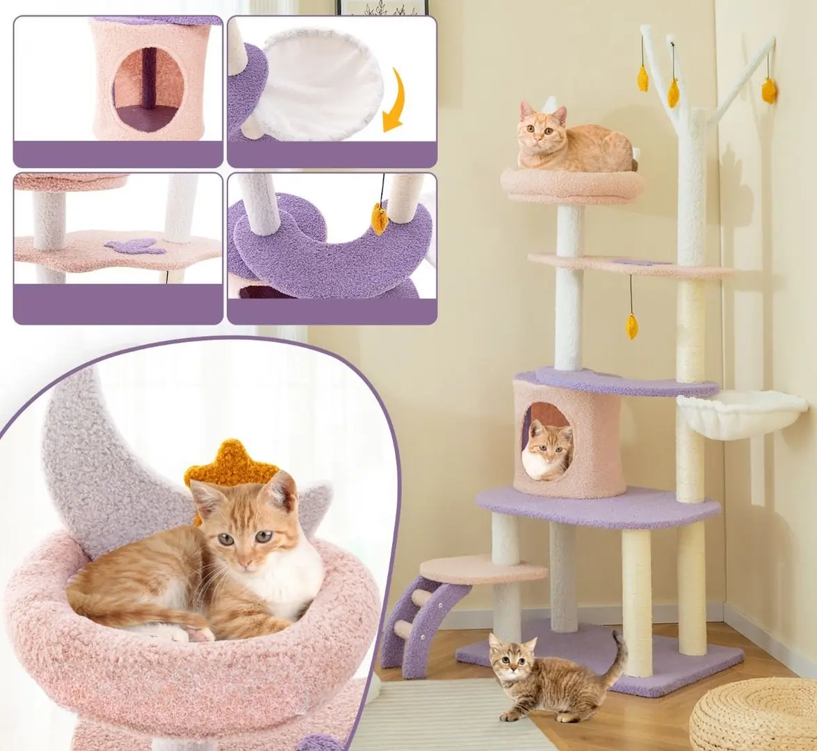 Игровой комплекс для кошек Costway PV10138PU (Purple/Pink)