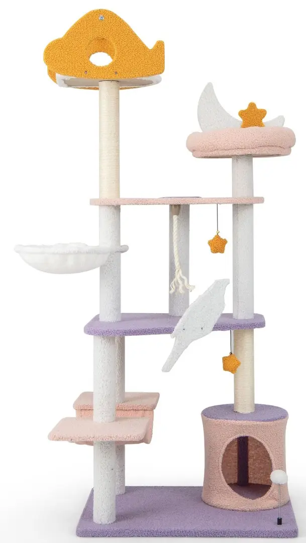 Ansamblu de joaca pentru pisici Costway PV10139PU (Purple/Pink)