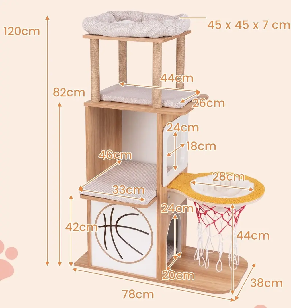 Ansamblu de joaca pentru pisici Costway PV10153NA (Natural)