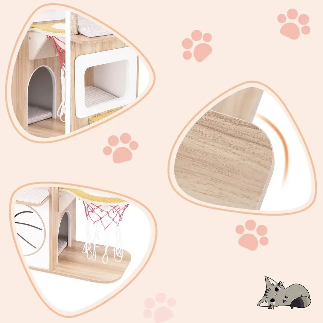 Ansamblu de joaca pentru pisici Costway PV10153NA (Natural)