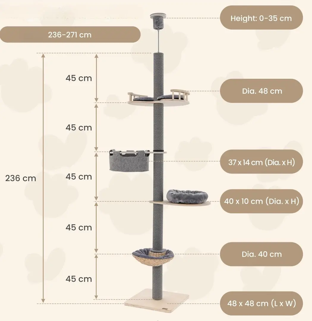 Ansamblu de joaca pentru pisici Costway PV10154GR (Grey)
