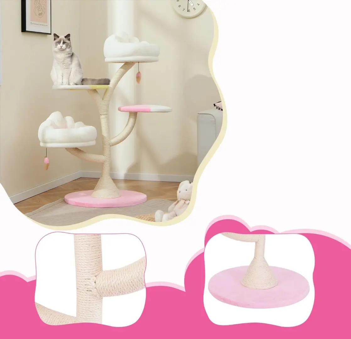 Ansamblu de joaca pentru pisici Costway PV10160PI (Pink)