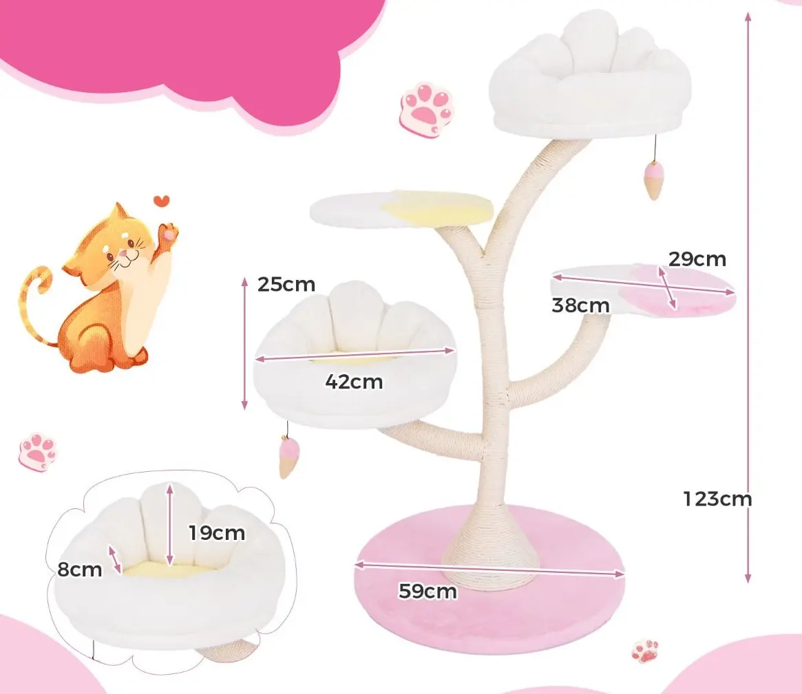 Ansamblu de joaca pentru pisici Costway PV10160PI (Pink)