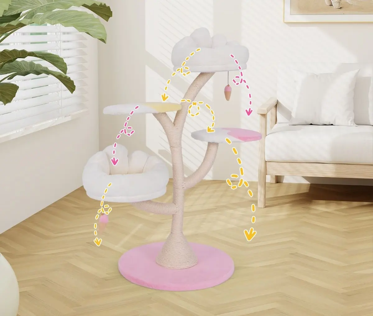 Ansamblu de joaca pentru pisici Costway PV10160PI (Pink)