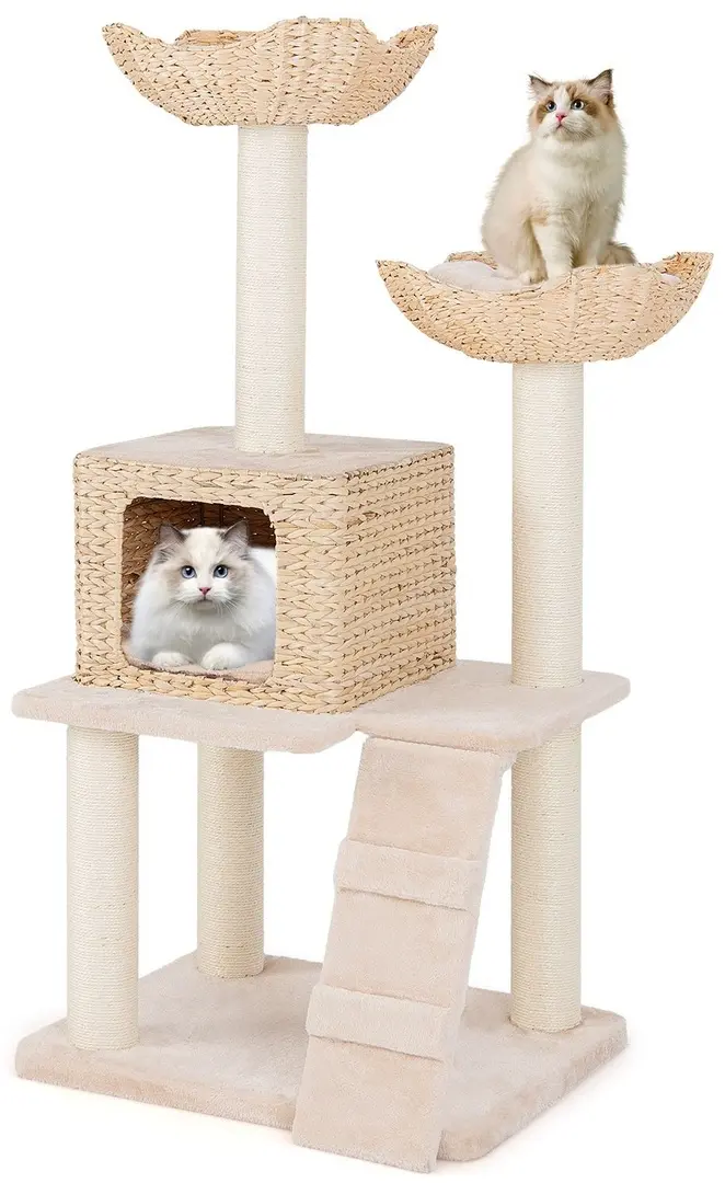 Ansamblu de joaca pentru pisici Costway PV10183BE (Beige)