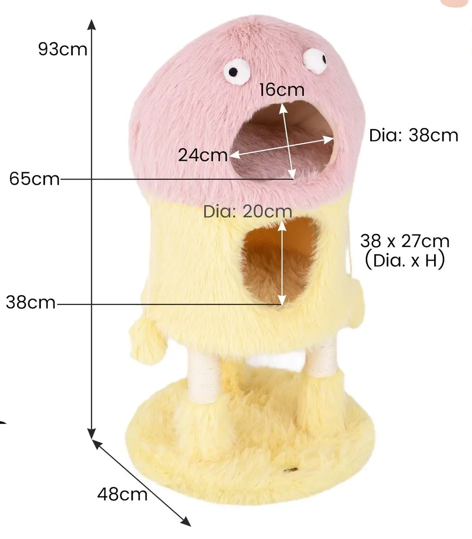 Игровой комплекс для кошек Costway PV10187YW (Yellow/Pink)