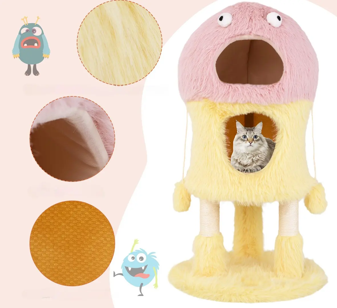 Игровой комплекс для кошек Costway PV10187YW (Yellow/Pink)