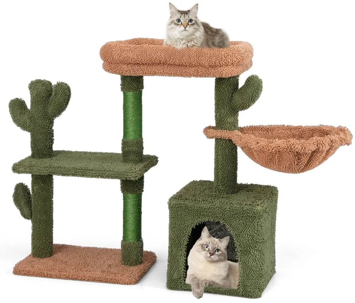 Ansamblu de joaca pentru pisici Costway PV10196GN (Green/Brown)