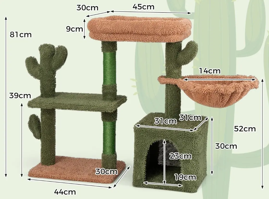 Ansamblu de joaca pentru pisici Costway PV10196GN (Green/Brown)