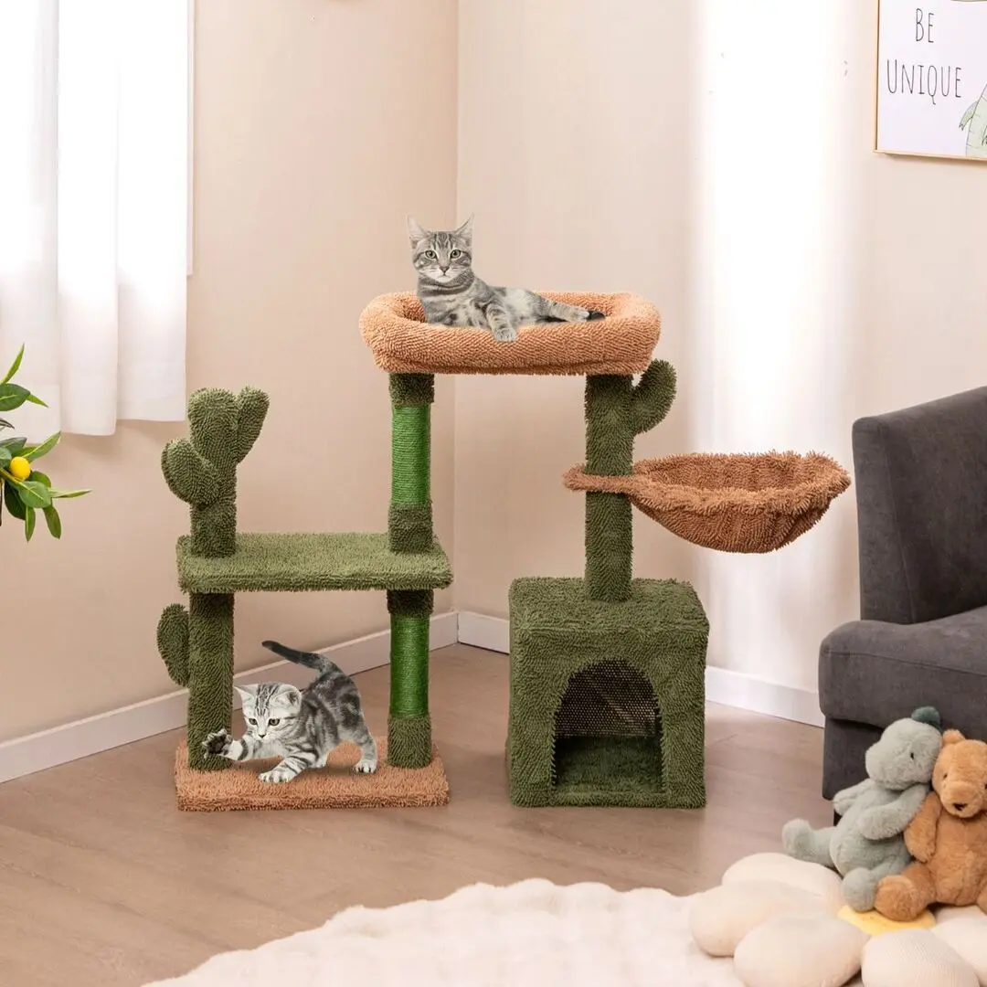 Ansamblu de joaca pentru pisici Costway PV10196GN (Green/Brown)