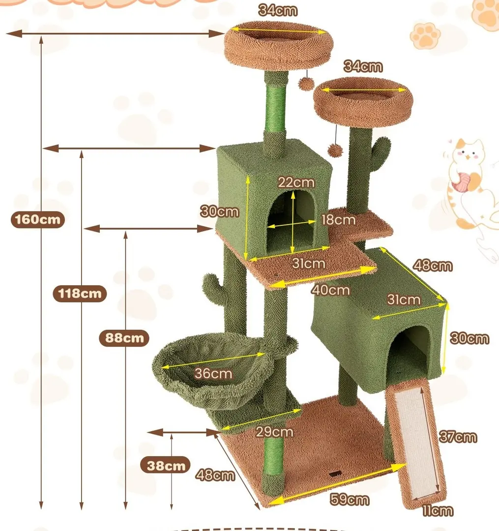 Игровой комплекс для кошек Costway PV10197GN (Green/Brown)