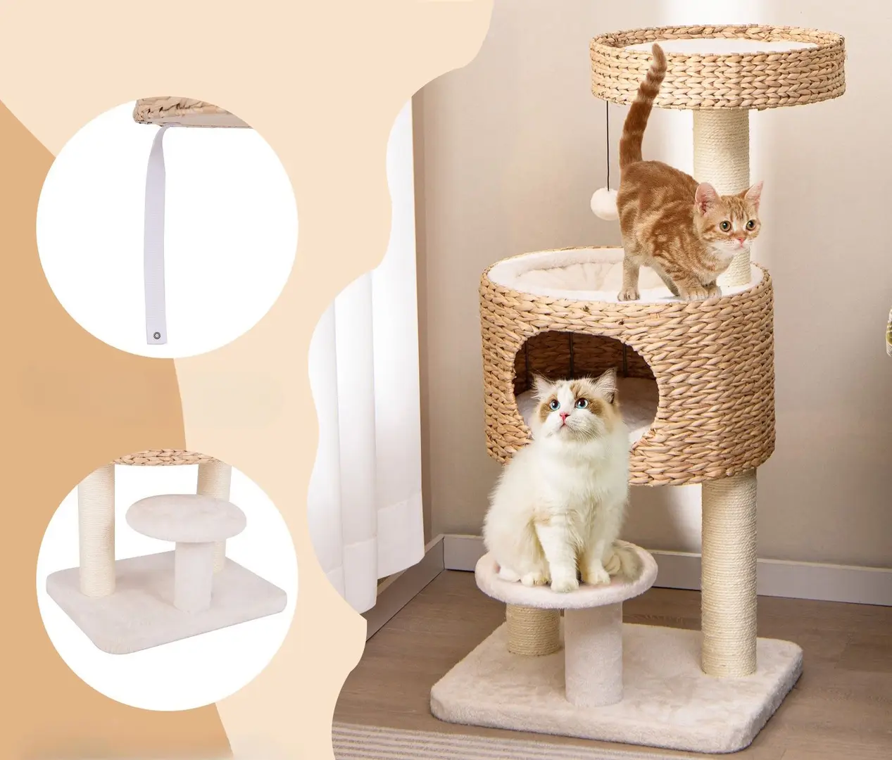 Ansamblu de joaca pentru pisici Costway PV10203NA (Natural)