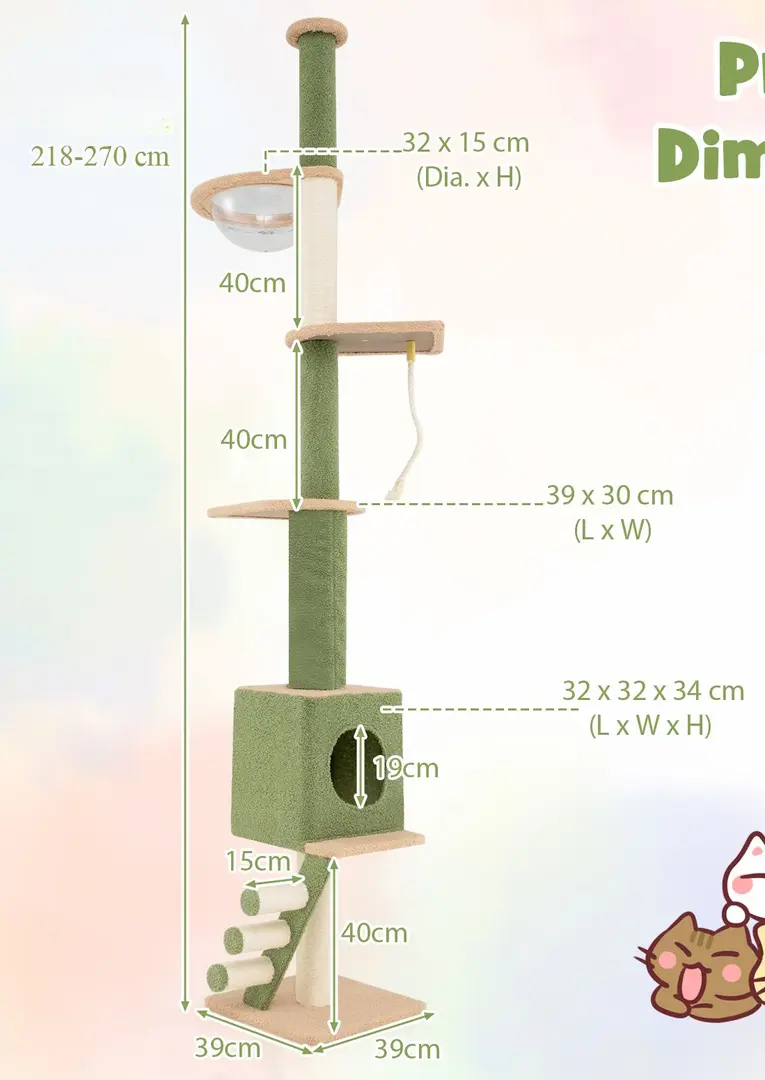 Ansamblu de joaca pentru pisici Costway PV10208GN (Green/Brown)