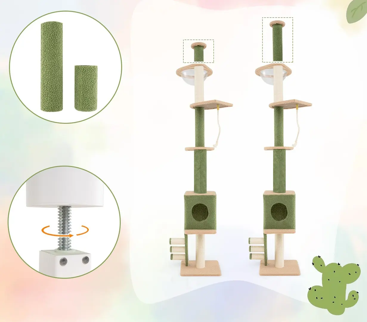 Ansamblu de joaca pentru pisici Costway PV10208GN (Green/Brown)