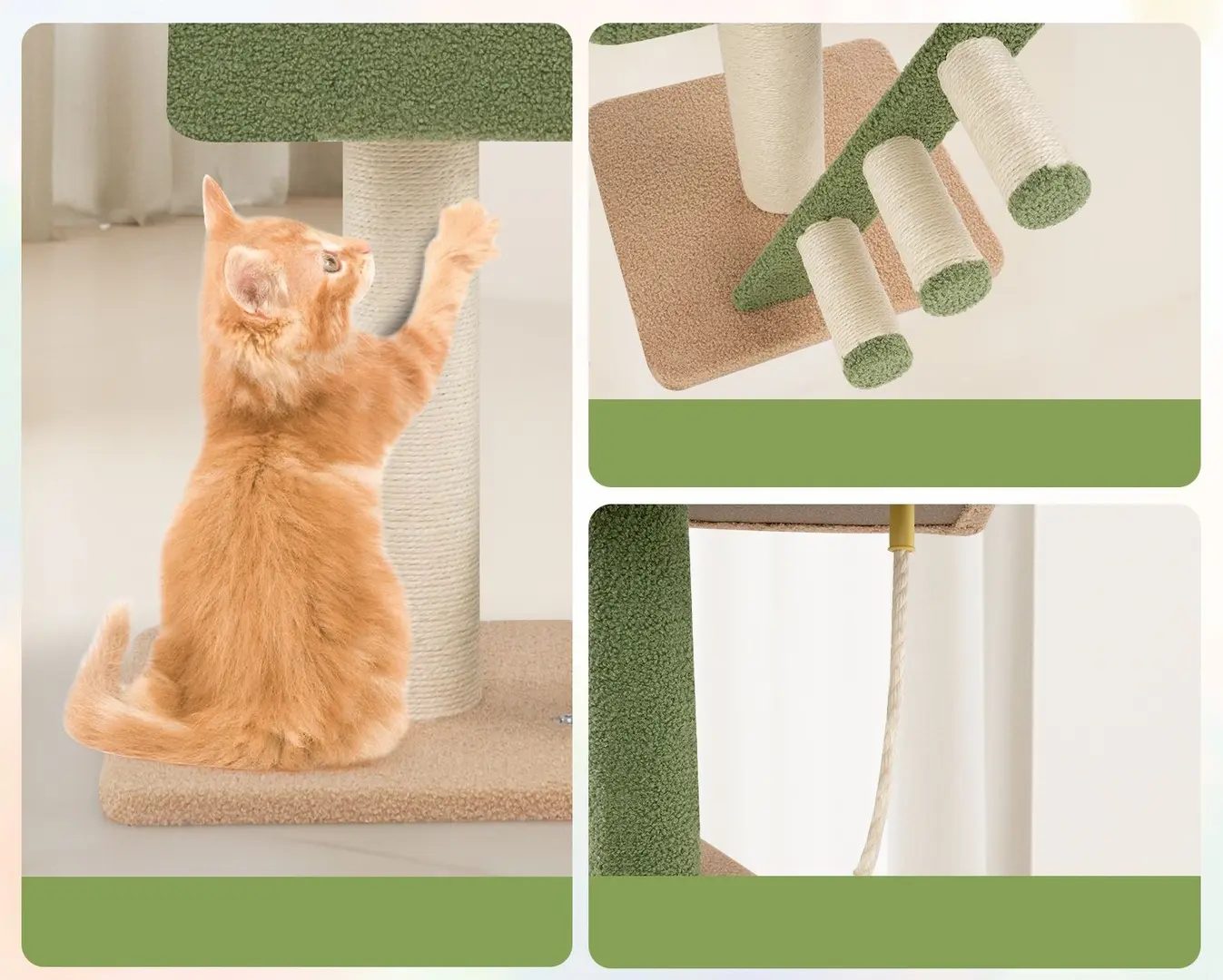 Ansamblu de joaca pentru pisici Costway PV10208GN (Green/Brown)