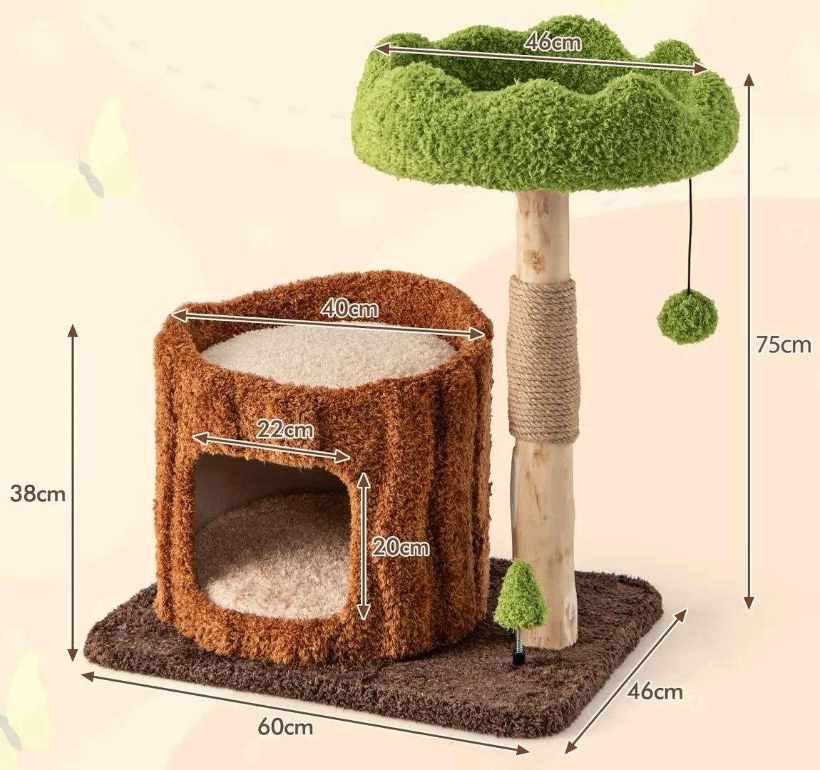 Игровой комплекс для кошек Costway PV10211BN (Brown/Green)