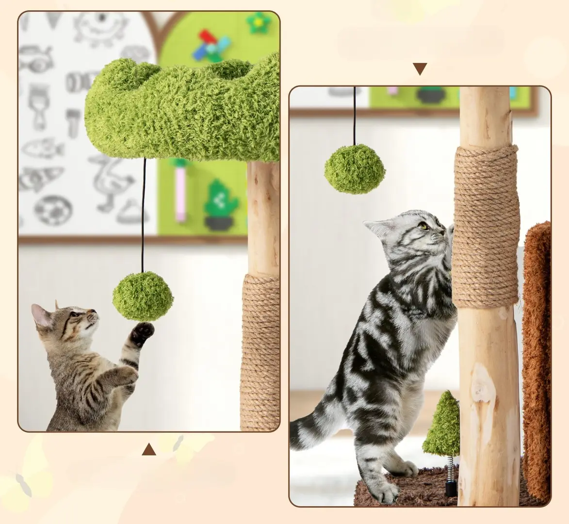 Игровой комплекс для кошек Costway PV10211BN (Brown/Green)