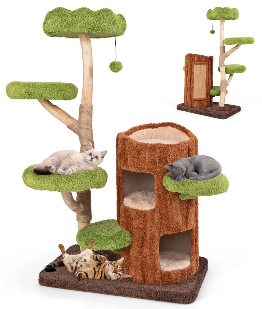 Игровой комплекс для кошек Costway PV10212BN (Brown/Green) - 2