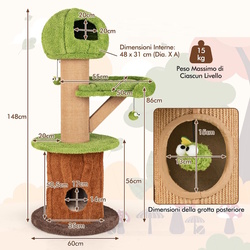 Complex de joaca pentru pisici Costway PV10213GN (Green) Thumb