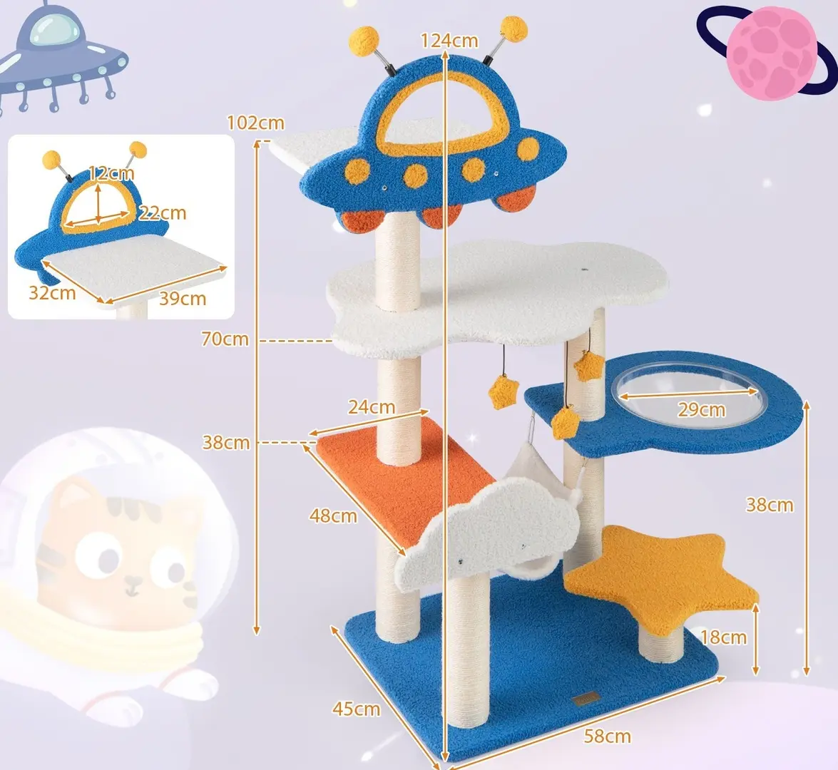 Игровой комплекс для кошек Costway PV10217BL (Blue/White/Yellow)