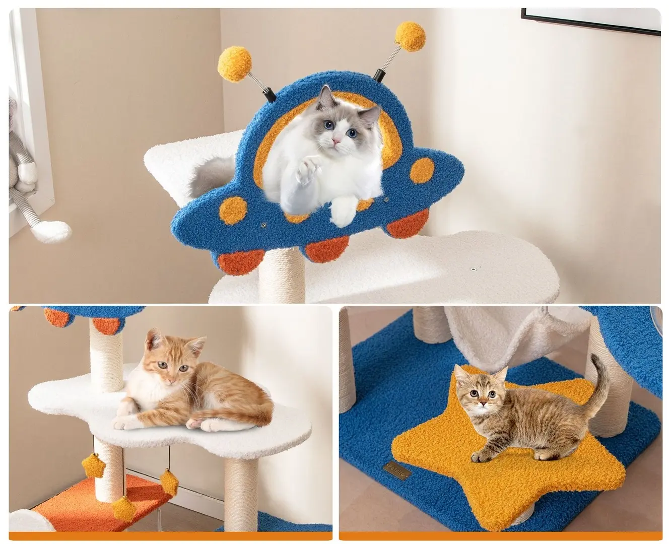 Игровой комплекс для кошек Costway PV10217BL (Blue/White/Yellow)