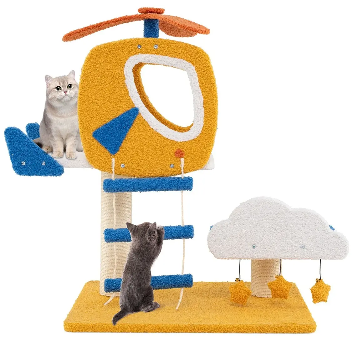 Ansamblu de joaca pentru pisici Costway PV10218YW (Yellow/Blue/White)