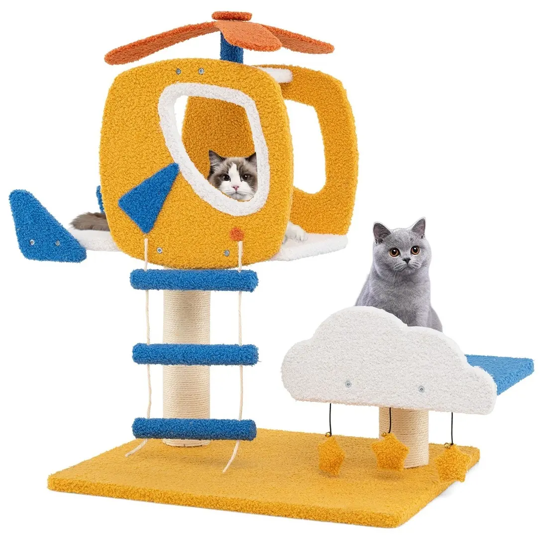 Ansamblu de joaca pentru pisici Costway PV10218YW (Yellow/Blue/White)