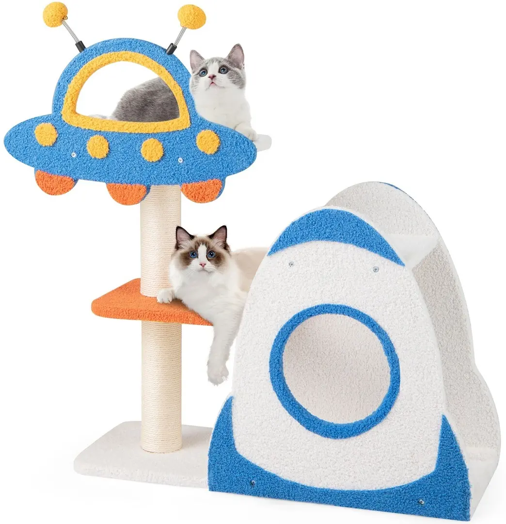 Ansamblu de joaca pentru pisici Costway PV10223BL (Blue/White/Yellow)