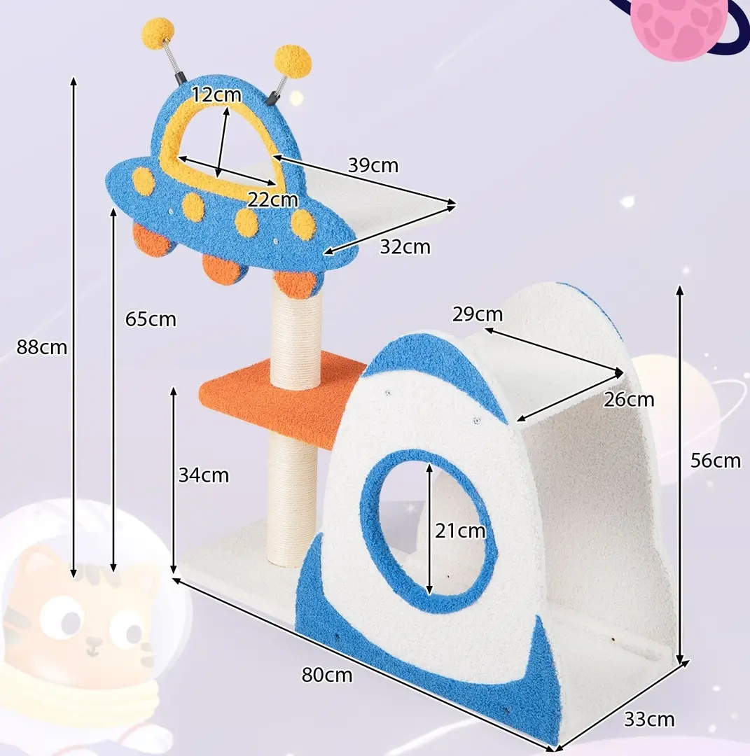 Ansamblu de joaca pentru pisici Costway PV10223BL (Blue/White/Yellow)