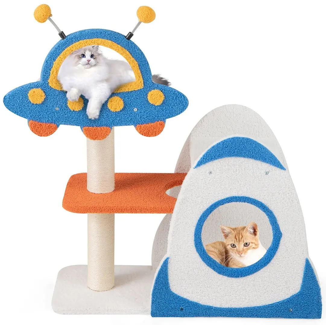 Ansamblu de joaca pentru pisici Costway PV10223BL (Blue/White/Yellow)