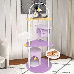 Ansamblu de joaca pentru pisici Costway PV10246PU (White/Purple/Yellow) Thumb