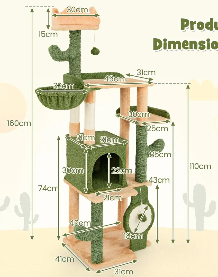 Игровой комплекс для кошек Costway PV10260 (Green/Orange)