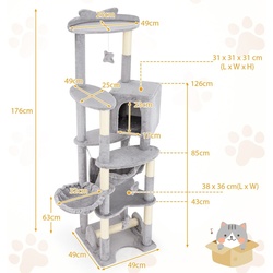 Ansamblu de joaca pentru pisici Costway PV10261 (Grey) Thumb