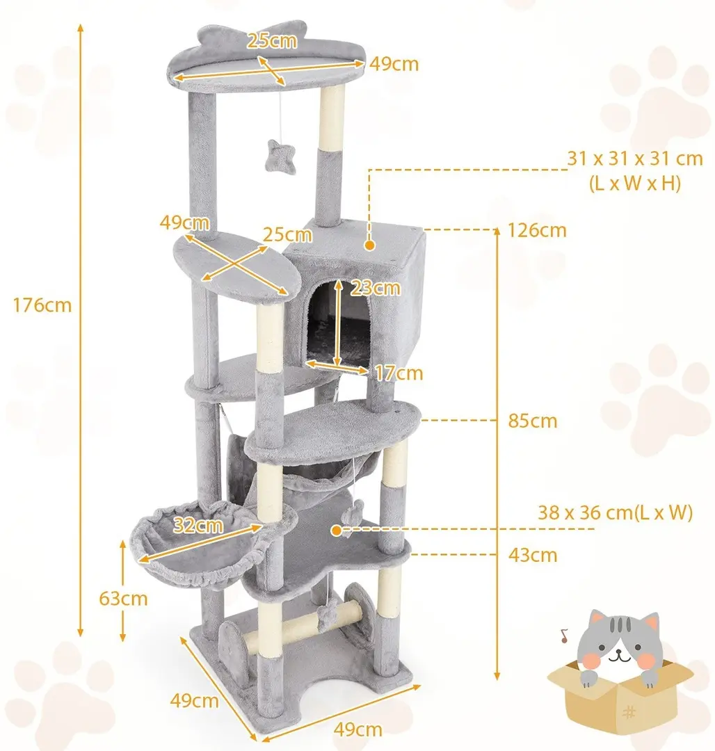 Ansamblu de joaca pentru pisici Costway PV10261 (Grey)