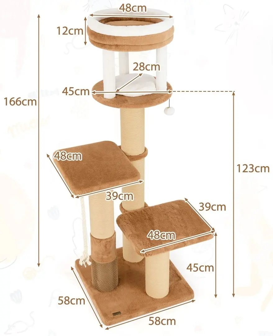 Ansamblu de joaca pentru pisici Costway PV10265CF (Coffee)