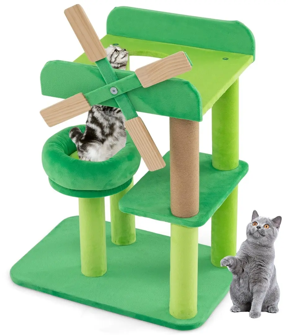 Ansamblu de joaca pentru pisici Costway PV10279 (Green)