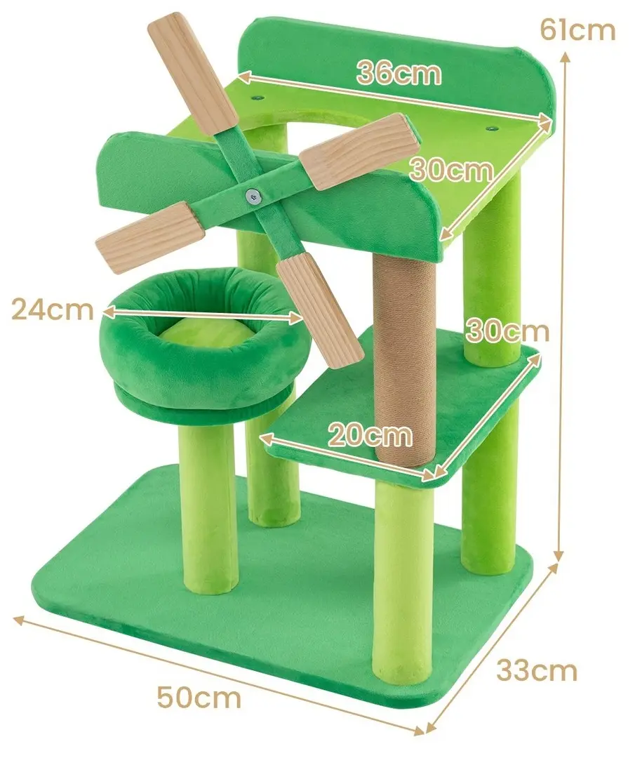 Ansamblu de joaca pentru pisici Costway PV10279 (Green)