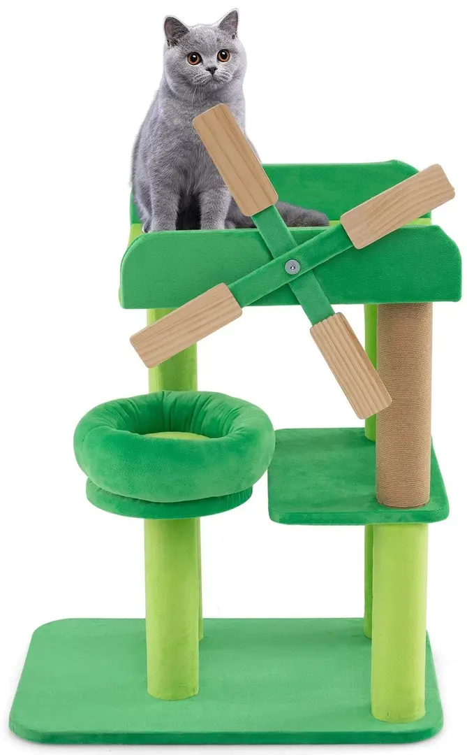 Ansamblu de joaca pentru pisici Costway PV10279 (Green)