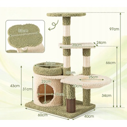 Complex de joaca pentru pisici Costway PV10282GN (Green/Beige) Thumb