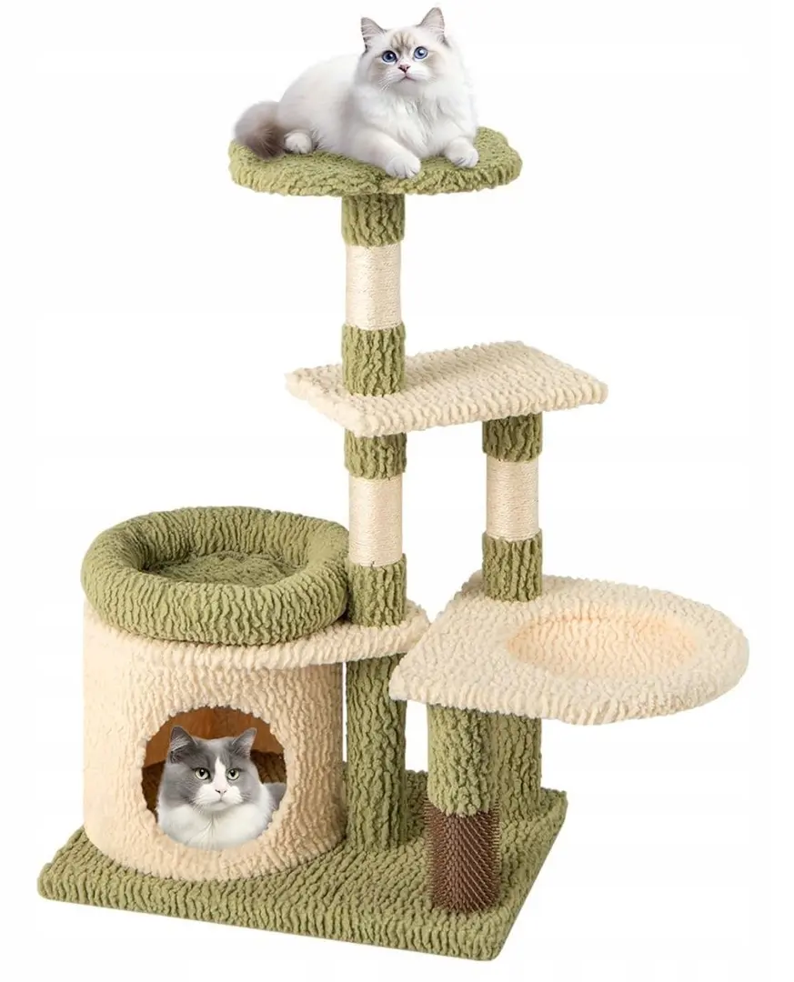 Complex de joaca pentru pisici Costway PV10282GN (Green/Beige)