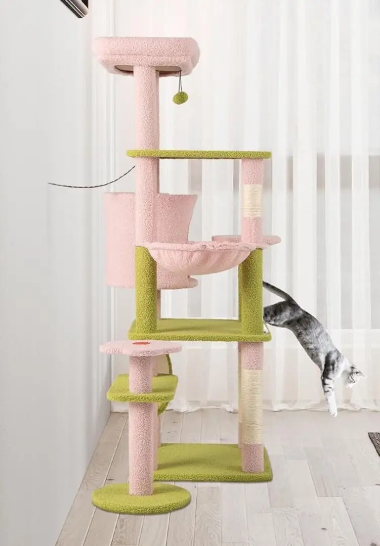 Complex de joaca pentru pisici Costway PV10287PI (Pink/Green)