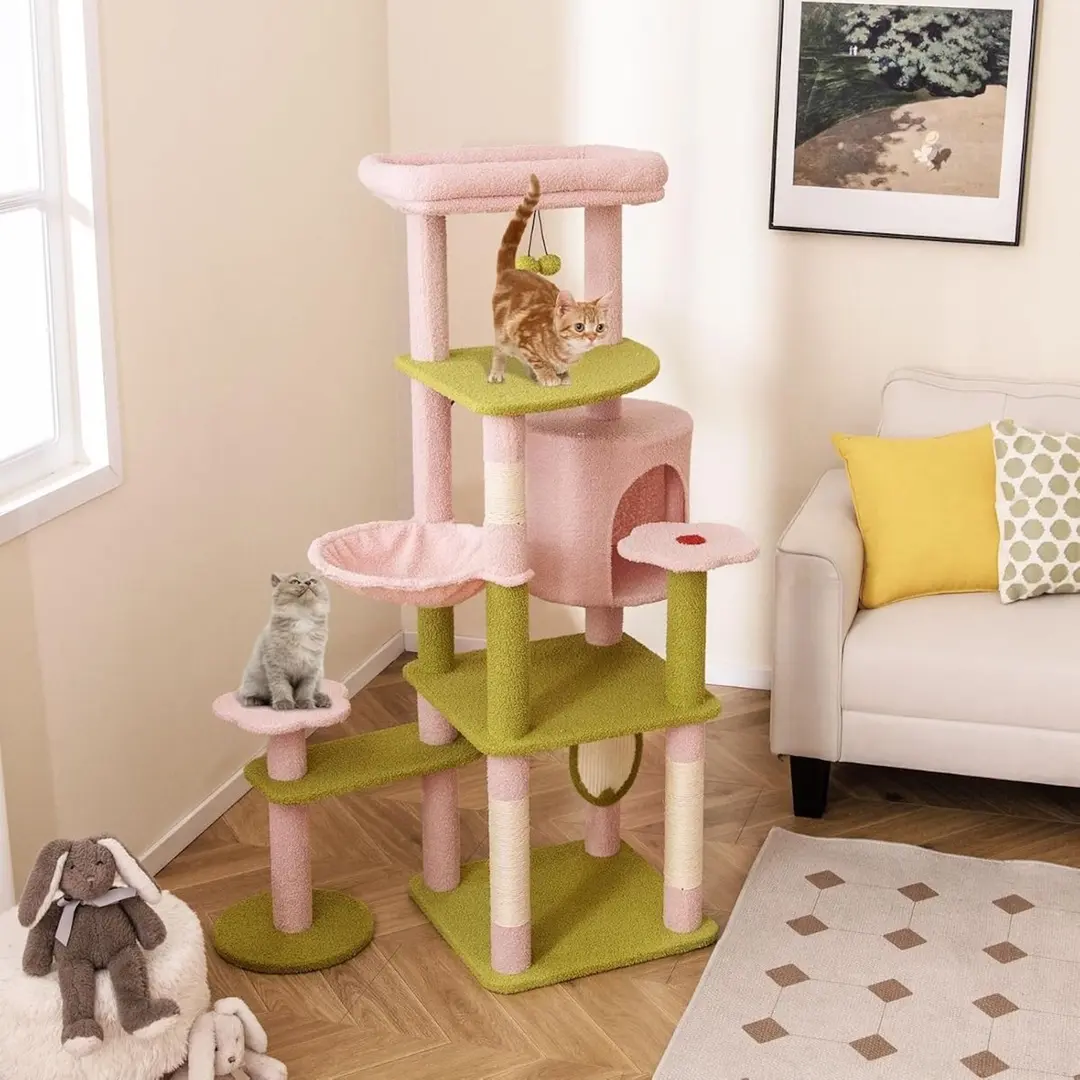 Complex de joaca pentru pisici Costway PV10287PI (Pink/Green)