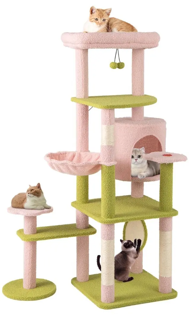 Complex de joaca pentru pisici Costway PV10287PI (Pink/Green)