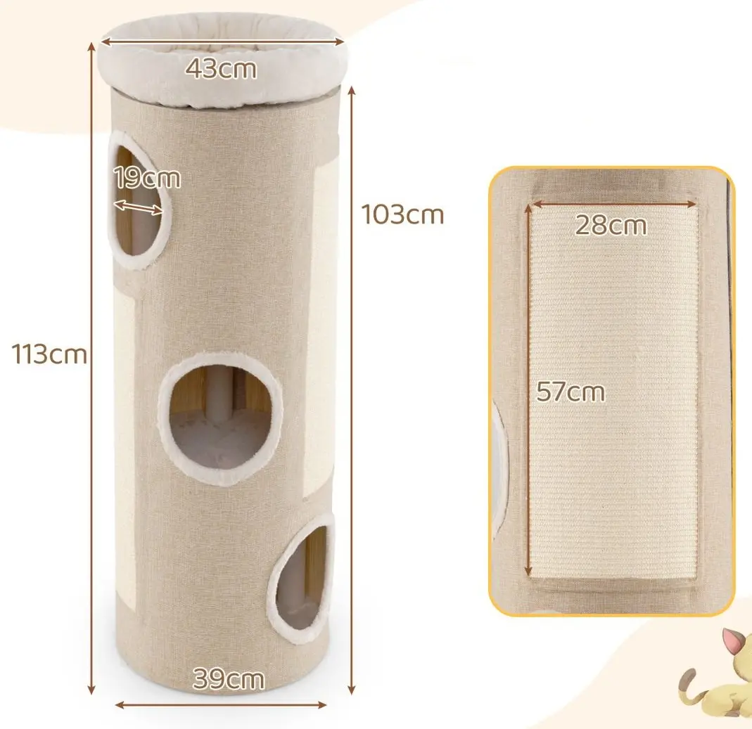 Complex de joaca pentru pisici Costway PV10300BE (Beige)