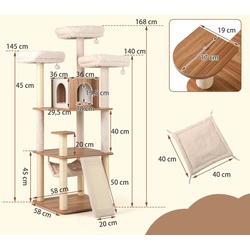 Ansamblu de joaca pentru pisici Costway PV10302NA (Natural/White) Thumb