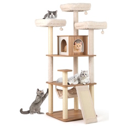 Ansamblu de joaca pentru pisici Costway PV10302NA (Natural/White)