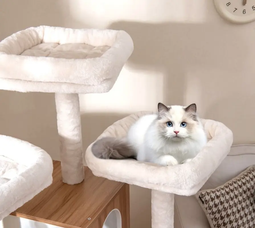 Ansamblu de joaca pentru pisici Costway PV10302NA (Natural/White)